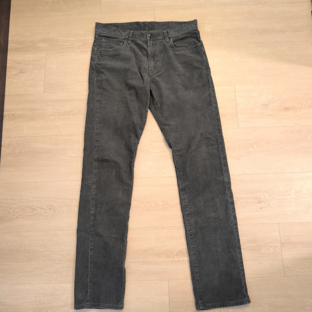 Uniqlo Mens Corduroy Pants Gray Slim Straight Pocket 32x32 146151